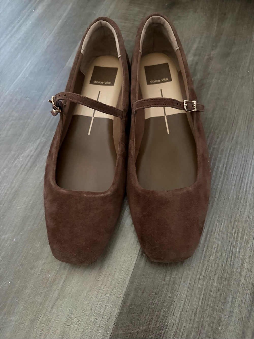 Dolce Vita Chocolate Brown Suede Mary Jane Flats with Strap